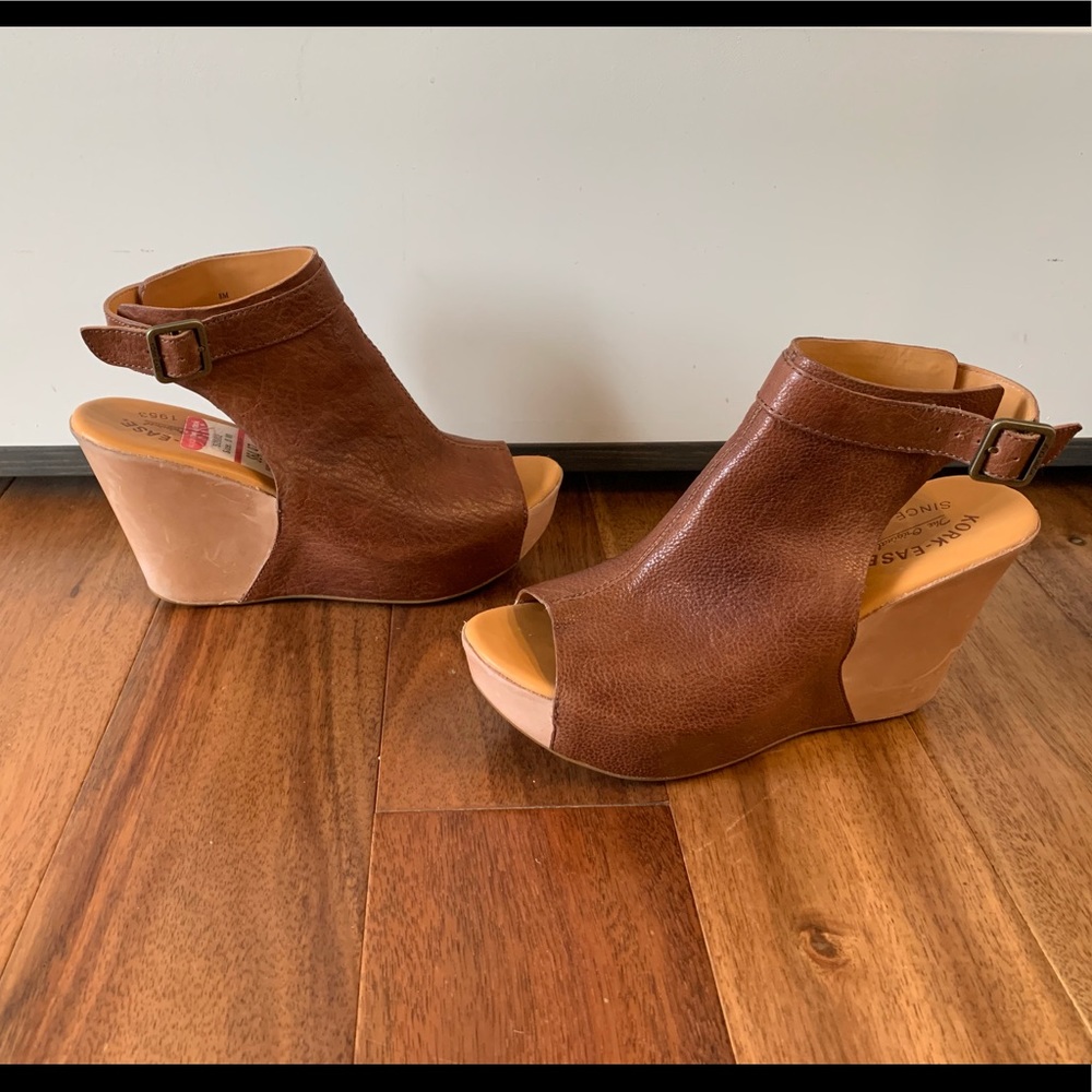 Kork Ease Berit Brown Leather Wedge Heels